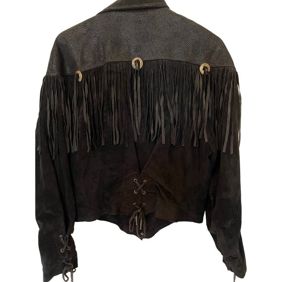 Leather G-III Global Identity Fringe Western Jacket Women's Size Large Vintage - Picture 6 of 8
